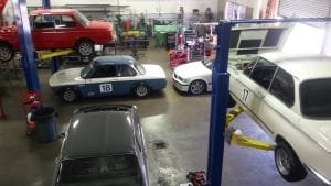 Ronin Motorsports shop showing several BMW projects